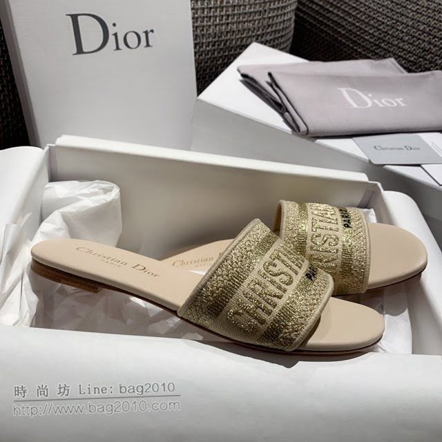 DIOR女鞋 迪奧2021專櫃新款磨砂新大底涼拖 Dior一字型刺繡平拖  naq1505